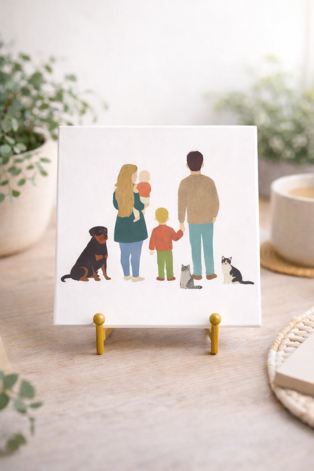 Gepersonaliseerd familieportret tegeltje | Uniek cadeau