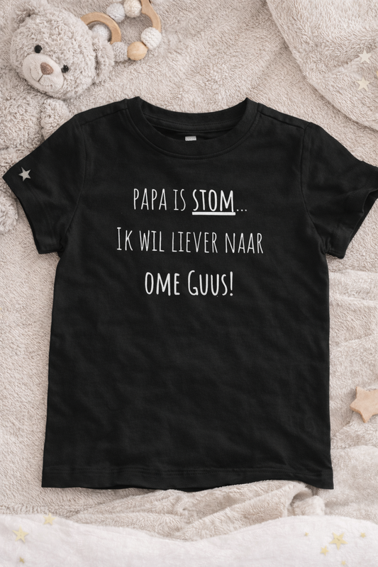 Kinder T-shirt met grappige tekst – gepersonaliseerd (wit/zwart)