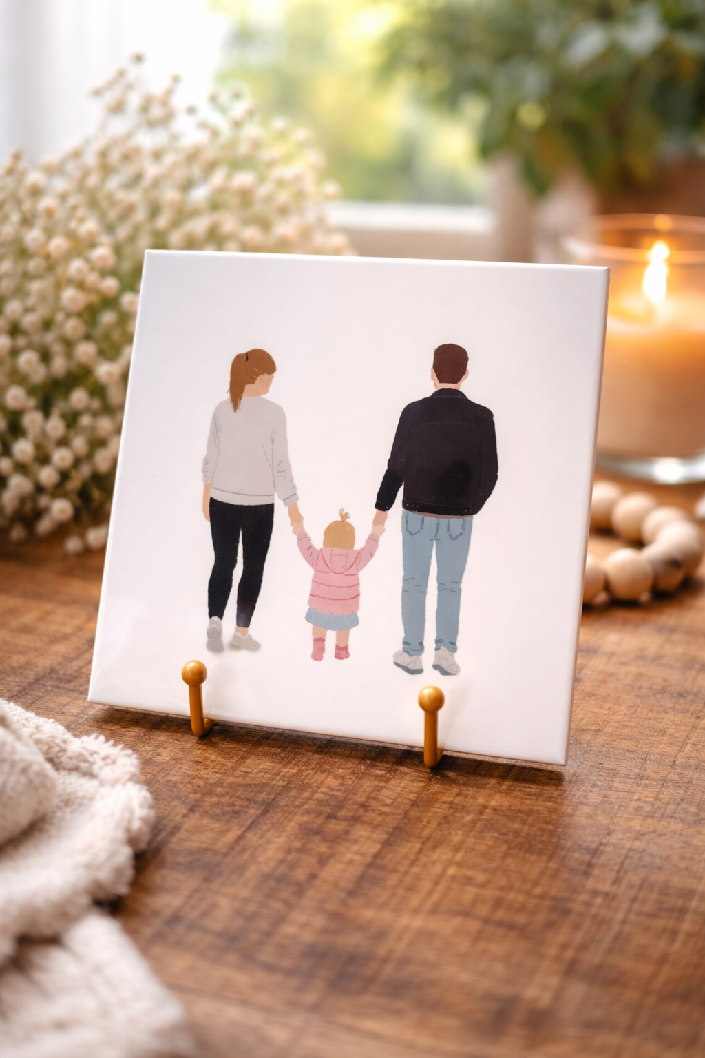 Gepersonaliseerd familieportret tegeltje | Uniek cadeau