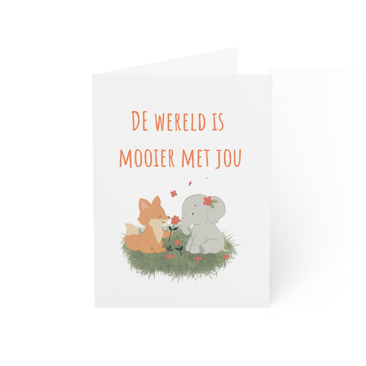De wereld is mooier met jou - geboorte kaartje | Krabbels van Kelly